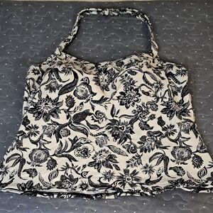 Lands' End Floral Blue and White Women's Tankini Swim Top size 12